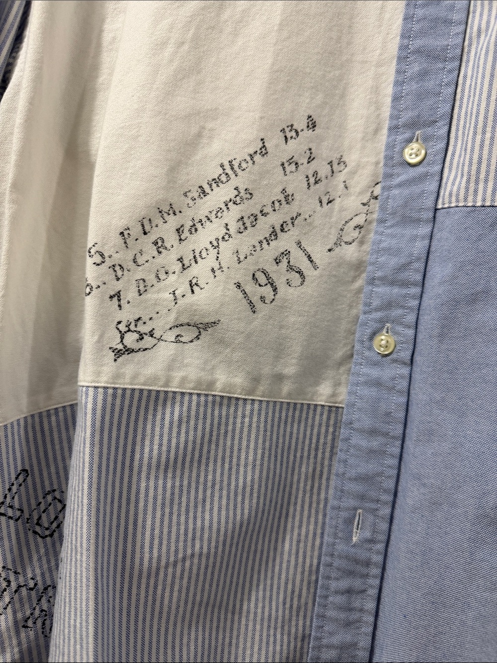 Polo by Ralph Lauren Blue & White Patchwork Button-Down Shirt - Picture 3 of 6